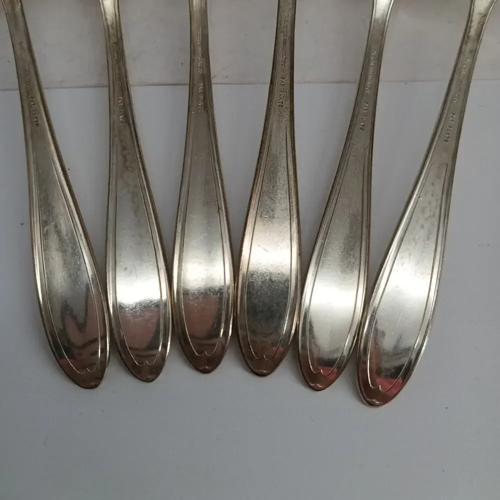 6X SF Vtg Oneida Community Bridal Wreath Silver Plate Salad Forks Silverplate